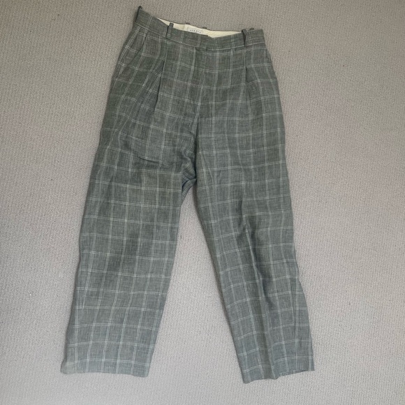 Sandro linen wool plaid trousers - Picture 1 of 7